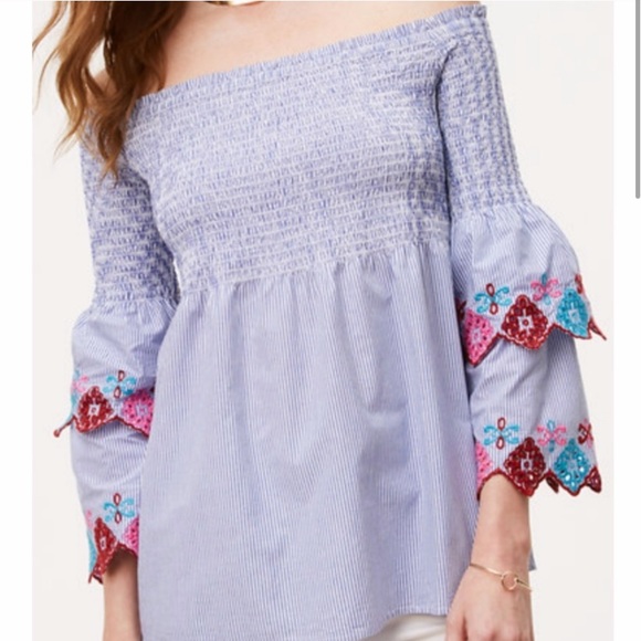 LOFT Tops - Loft Fiesta Striped Off the Shoulder Top